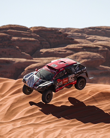 dakar rally car jump